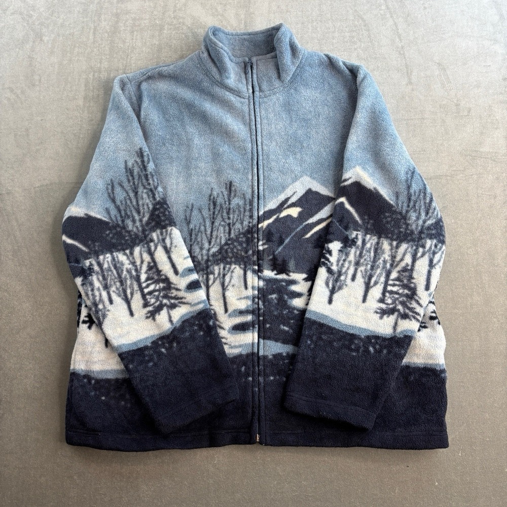 Vintage 1990s Tradition Country Collection AOP Full Zip Fleece Blue‎ Women's M